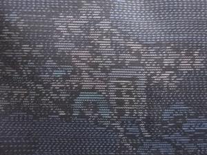 アンティーク　雲に御所車・樹木模様織り出し本場泥大島紬着物